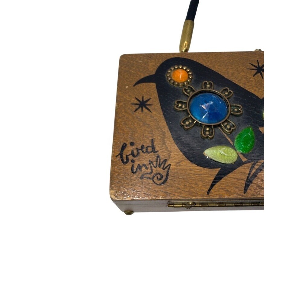 Vintage Enid Collins Box Bag Womens Small Brown Bird in Hand Top Handle - Picture 4 of 13